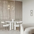 Modern Living Dining Room Interior With Wooden Walls Round Table Sofa And Pendant Lights
