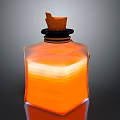 Decorative Glass Bottle With Orange Liquid Wooden Cork And Glowing Effect