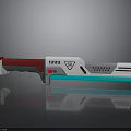 Futuristic Sci Fi Weapon With Red Handle White Blue Body And Modern Design