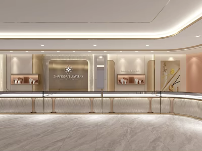 Luxury Jewelry Store Interior Design With Glass Display Counters And Elegant Lighting 3d model