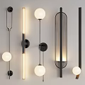 Modern Illuminated Wall Lamps With Spherical And Elongated Black White Designs