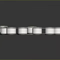 Silver Reflective Automotive Metal Chain Parts with Link Structure on Dark Background