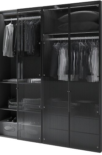 wardrobe glass cabinet door black wave wardrobe 3d model