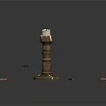 Brass Candle Lamp With Carved Column Design Surrounded By Red Match Heads On Dark Background