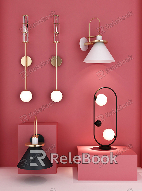 Modern lamp combination metal texture art lamp combination model