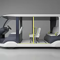 Toyota Autonomous Vehicle With Modern Black And White Exterior Transparent Windows And Interior Seats