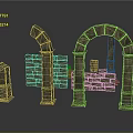 Classical Stone Sculpture Carvings With Arches Columns And Brick Wall Designs