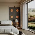 Modern Bedroom Interior With King Size Bed Area Rug And Decorative Painting