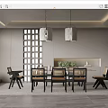 Quiet table and chair combination 3d model