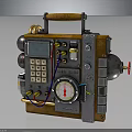 Vintage Mechanical Equipment With Wooden Handle Digital Display And Pressure Gauge