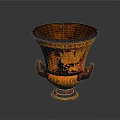 Handcrafted Decorative Vase With Two Handles Brown And Yellow Intricate Patterns Design