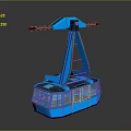 Blue Aerial Cable Car 3D Model with Modern Support Structure and Windows 3d model