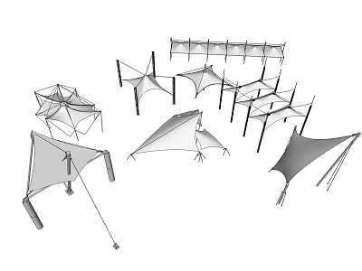 Modern Tensile Membrane Structures With Various Architectural Designs And Shapes 3d model