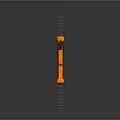 Orange Model Train on Railway Track with Reflective Surface and Gray Background