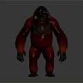 3D Rendered Gorilla Character With Red Textured Body In Standing Pose