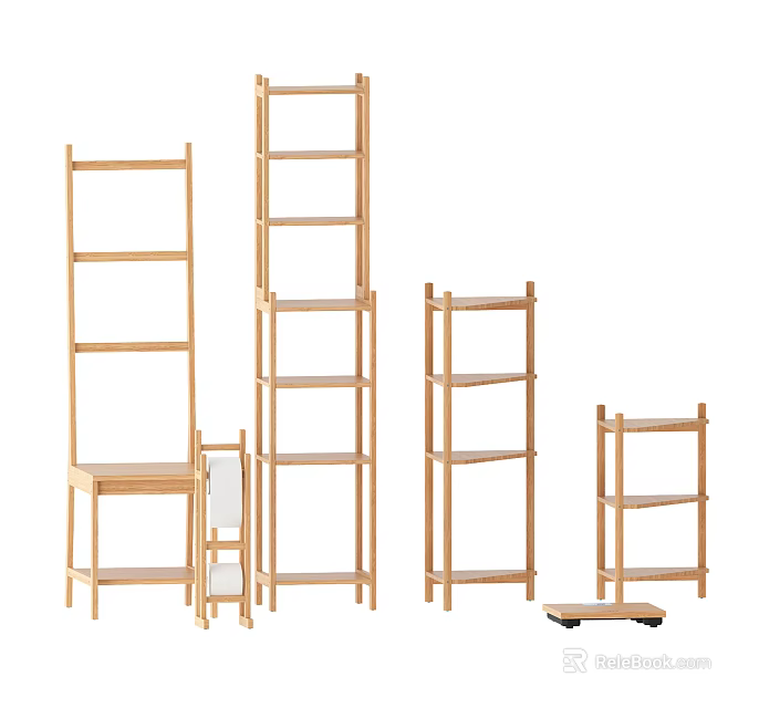 Wooden Shelving Units In Various Sizes For Home Storage And Organization 3d model 