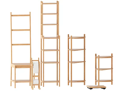 Wooden Shelving Units In Various Sizes For Home Storage And Organization 3d model