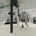 Elegant Modern Clothing Store Interior With Green Stone Pattern Design And Display Area