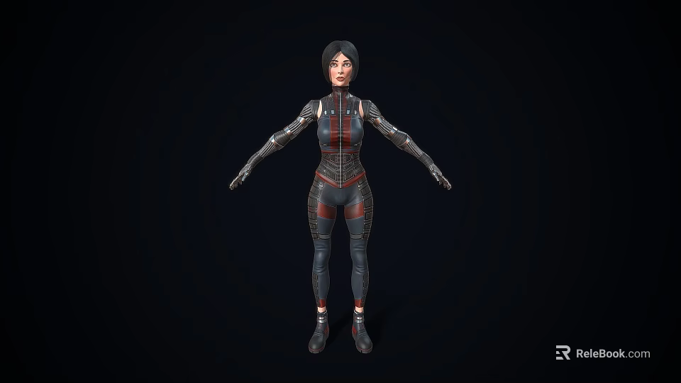 Futuristic Woman Wearing Tech Inspired Bodysuit With Sleek Design And Metallic Accents 3d model 