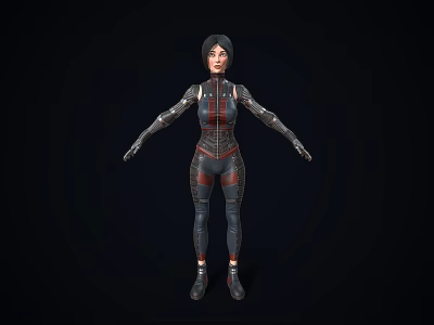 Futuristic Woman Wearing Tech Inspired Bodysuit With Sleek Design And Metallic Accents 3d model