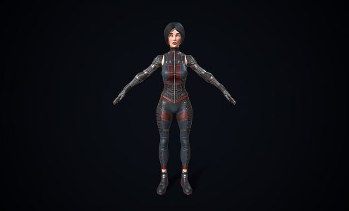 Cartoon Racing Girl Realistic Cartoon Girl Female Woman Racing Suit Sexy Beauty Short Hair Game 3d model