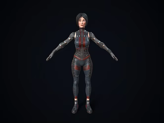 Cartoon Racing Girl Realistic Cartoon Girl Female Woman Racing Suit Sexy Beauty Short Hair Game 3d model