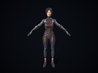 Cartoon Racing Girl Realistic Cartoon Girl Female Woman Racing Suit Sexy Beauty Short Hair Game 3d model