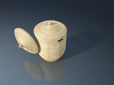 Woven Storage Container Featuring Side Hinged Door And Detailed Texture Design 3d model