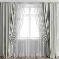 Light Gray Curtains With Sheer Panels For Living Room Window Decoration