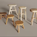 Various Wooden Stools With Different Designs And Natural Wood Tones For Home Decor