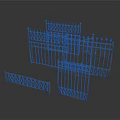 Decorative Iron Fence Components With Ornate Gates And Spiked Railings