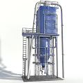 Blue Industrial Equipment Tower Structure With Metal Frame Platform And Ladder 3d model