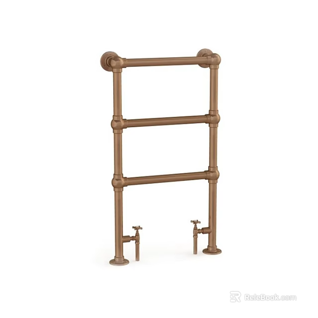 Vintage Brass Bathroom Towel Rack With Multiple Bars Industrial Design 3d model 
