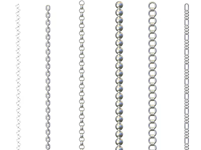 Various Metal Chains with Different Link Styles for Hardware Tools and Industrial Applications 3d model