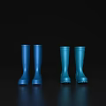 Blue Rain Boots Two Pairs Stylish Design On Black Background 3d model