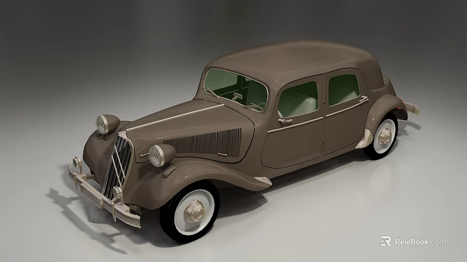 Vintage Brown Car With Streamlined Body Classic Design And Chrome Details 3d model 