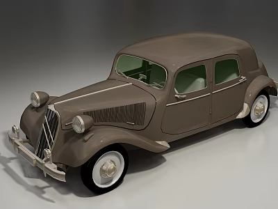 Vintage Brown Car With Streamlined Body Classic Design And Chrome Details 3d model