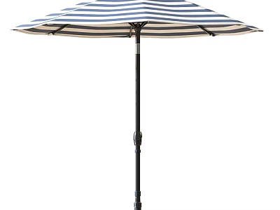 Blue And White Striped Patio Sunshade With Sturdy Pole Design 3d model