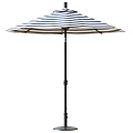 Blue And White Striped Patio Sunshade With Sturdy Pole Design