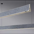 Modern Long Rectangular Pendant Light with Textured Surface and LED Lighting in Minimalist Interior Design 3d model