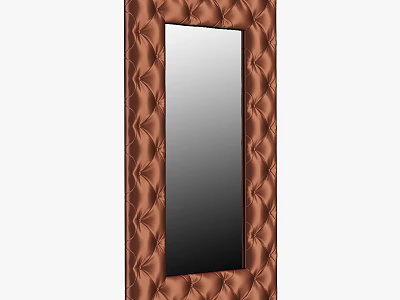 Vertical Decorative Mirror With Brown Leather Tufted Frame And Modern Design 3d model