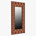 Vertical Decorative Mirror With Brown Leather Tufted Frame And Modern Design