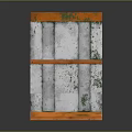 Concrete Panel With Orange Frame And Moss Covered Textured Surface Structure