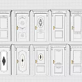 Various Swing Door Designs With Decorative Patterns And Gold Handles 3d model