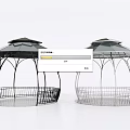 Stylish Metal Gazebos With Dome Tops And Base Railings In Black And Silver