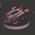 Sci Fi Spaceship Model With White Red Blue Orange Design And Thrusters On Circular Base 3d model