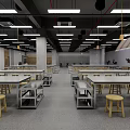 School Spacious Modern Classroom With Neat Desks Chairs Bright Lighting And Whiteboard