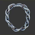 Elegant Fashionable Blue And Silver Intertwined Chain Bracelet With Sparkling Accents