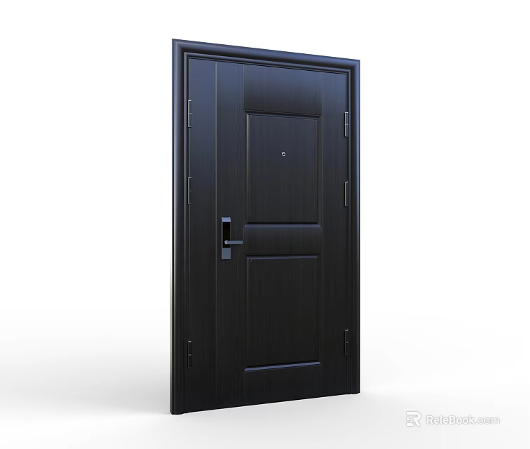Black Security Door With High Security Lock And Solid Construction For Home Safety 3d model