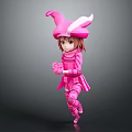 Pink Horned Character In Full Pink Outfit Holding Pink Ball Figure Design